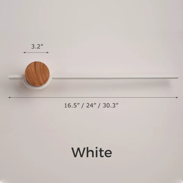 Simple Wood LED Wall Sconce White Color Dimensions, three types of lengths for choice: 16.5", 24", and 30.3".