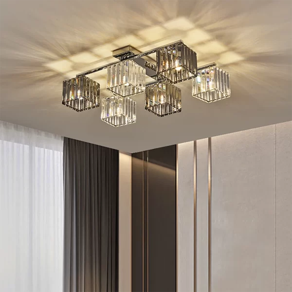 6 Heads Modern Square Crystal Ceiling Lights