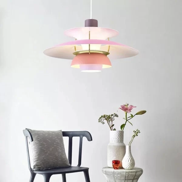 Gradient Purple Color Danish Design Colorful Iron Pendant Light scene display