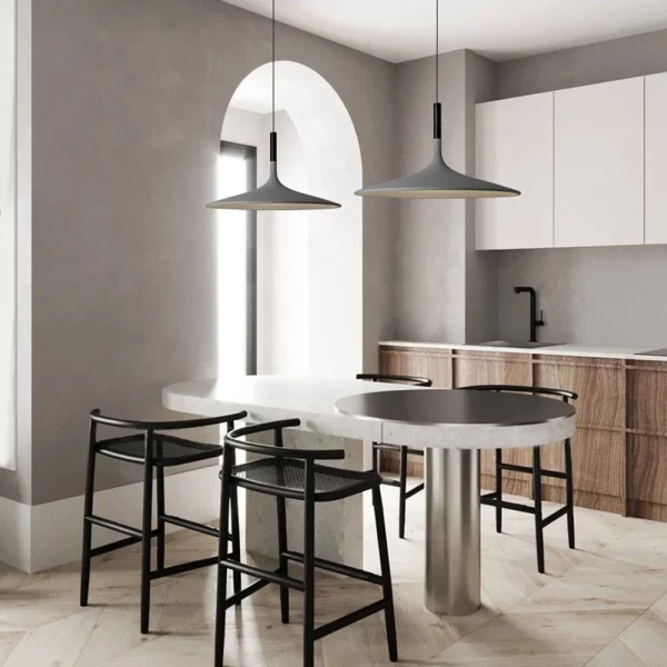 Industrial LED Cement Pendant Lights Kitchen Scene Display.