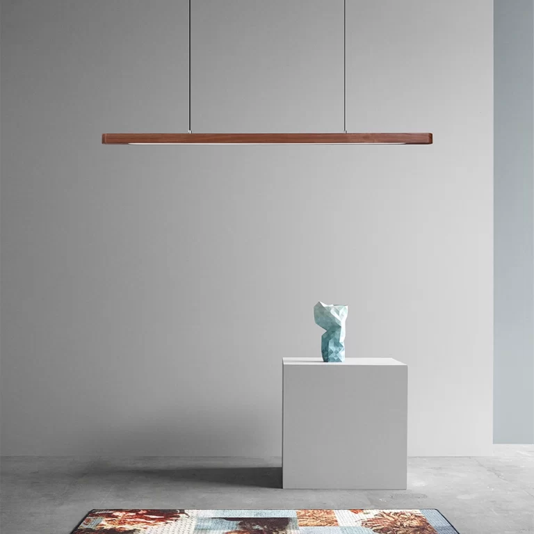 Modern Oval Linear Wood LED Pendant Light