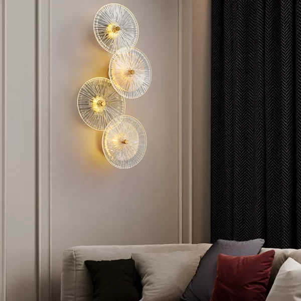 4-Heads Modern Round Glass Wall Lamp Scene Display