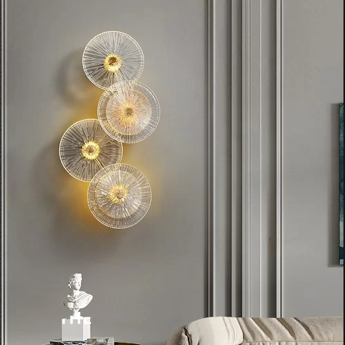 4-Heads Modern Round Glass Wall Lamp Scene Display