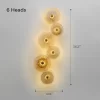 6-Heads Modern Round Glass Wall Lamp Dimensions