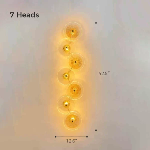 7-Heads Modern Round Glass Wall Lamp Dimensions