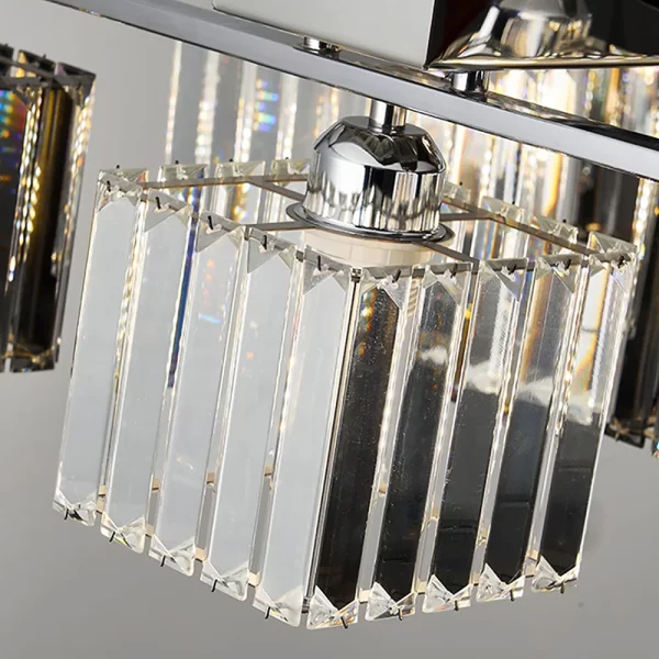 Close up of Modern Square Crystal Ceiling Lights, showcased the eye protection LED light source.