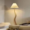 Nature Wood Grain Japanese Creative Cream Style Floor Lamp Living Room Scene Display