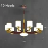 10-Heads Oriental Walnut Brass Pendant Light Dimensions