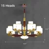 15-Heads Oriental Walnut Brass Pendant Light Dimensions