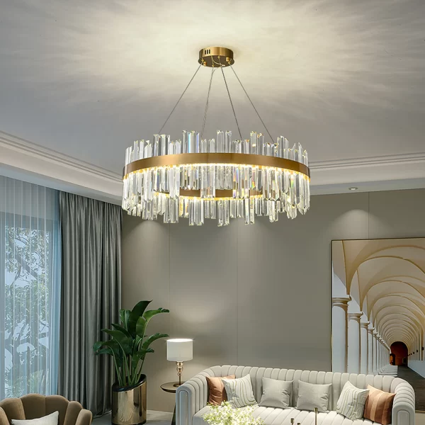 Modern Luxury Crystal Raindrop Chandelier Living Room Scene Display