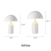 White Color Modern Mushroom LED Table Lamp Dimensions(9.8"W × 13.8"H, 14.6"W × 19.7"H).